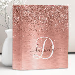 Rose Gold Brushed Metal Glitter Monogram Name Mini Binder<br><div class="desc">Easily personalize this trendy chic binder design featuring pretty rose gold sparkling glitter on a rose gold brushed metallic background.</div>