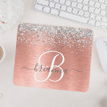 Rose Gold Brushed Metal Glitter Monogram Name Mouse Pad<br><div class="desc">Add a touch of style and glamour to your workspace with this beautiful, custom-made rose gold brushed metal glitter monogram name mouse pad. Personalize it with any name of your choice and watch it sparkle. The perfect accessory to make your desk look even more luxurious and sophisticated. Crafted from top...</div>