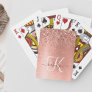 Rose Gold Brushed Metal Glitter Monogram Name Playing Cards