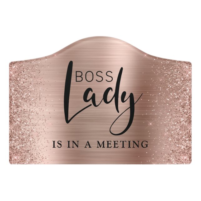 Rose Gold Brushed Metal Home Office Do Not Disturb Door Sign (Small Crest Front)