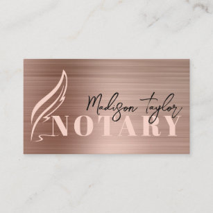 Rose Gold Brushed Metal Mobile Notary Loan Agent Business Card