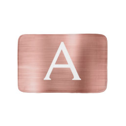 Rose Gold Brushed Metal Monogram Name and Initial Bath Mat