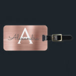 Rose Gold Brushed Metal Monogram Name and Initial Luggage Tag<br><div class="desc">Rose Gold } Blush Pink Brushed Metal Foil Monogram Name and Initial Luggage Tag. This bag tag is perfect for Back to School,  Work,  or Traveling.</div>