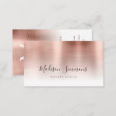 Rose Gold Brushed Metal Monogram Notary Public Business Card | Zazzle