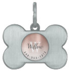 Rose Gold Brushed Metal Monogram Ombre Dog Bone