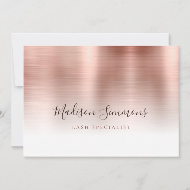 Rose Gold Brushed Metal Monogram Stylish Script Bu Invitation (Front)