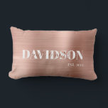 Rose Gold Brushed Metal Personalize Wedding Lumbar Pillow<br><div class="desc">Rose Gold Brushed Metal Personalize Wedding/Anniversary Lumbar Pillow.</div>