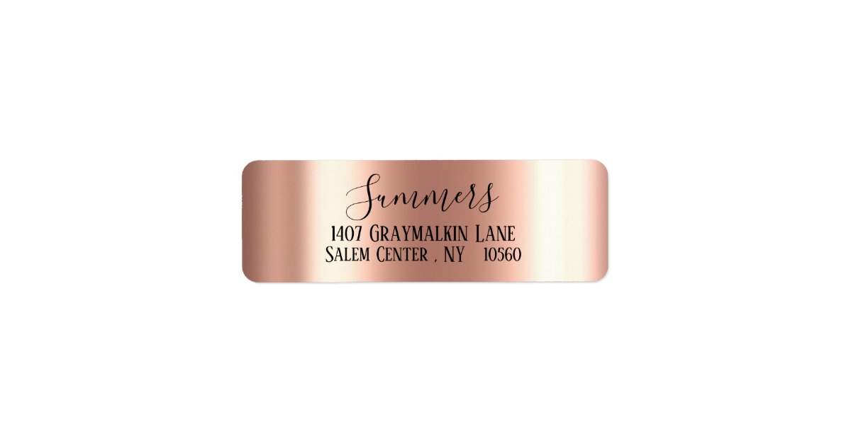 Glam Faux Rose Gold Glitter Return Address Labels, Zazzle
