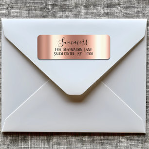 Rose gold Brushed Metal Script Address Label