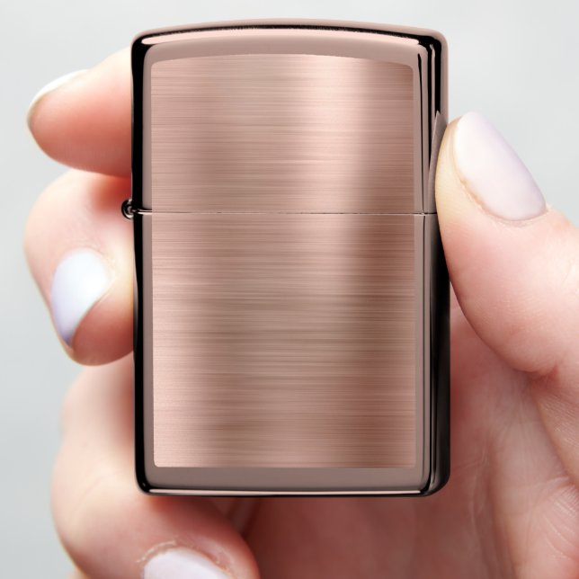 Rose Gold Brushed Metal Textured  Zippo Lighter (In Hand)