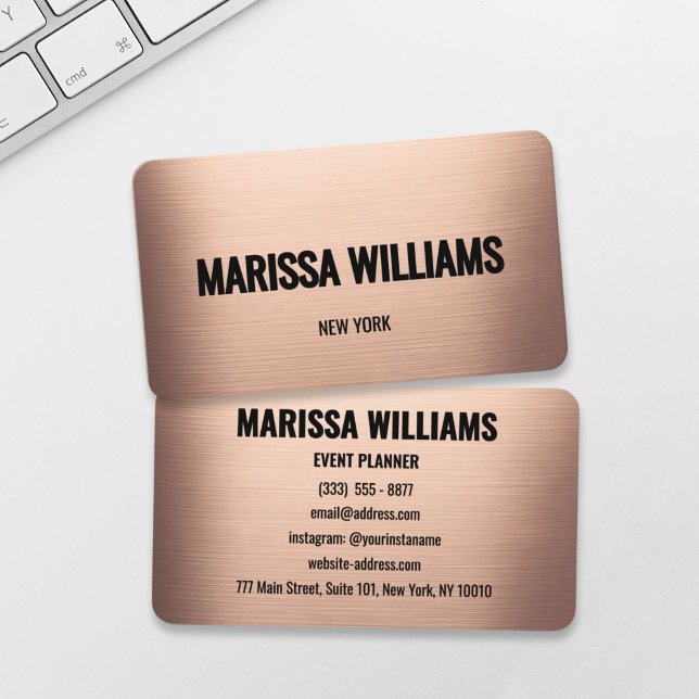 Rose Gold Brushed Metallic Business Card (Creator Uploaded)
