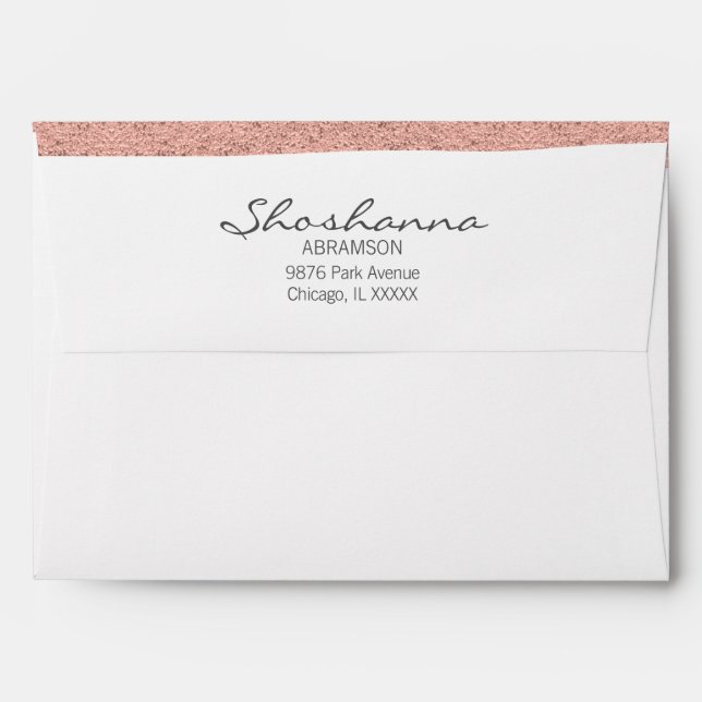 Rose Gold Brushstroke Bat Mitzvah 5x7 Envelope (Back (Top Flap))