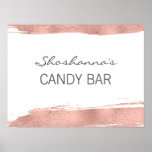 Rose Gold Brushstroke Bat Mitzvah Candy Bar Poster<br><div class="desc">A faux simulated rose gold foil brushstroke design. Personalize the custom text above. You can find additional coordinating items in our "Rose Gold Brushstroke Bat Mitzvah" collection.</div>