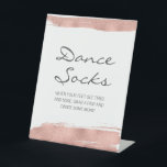 Rose Gold Brushstroke Bat Mitzvah Dance Socks Pedestal Sign<br><div class="desc">A faux simulated rose gold foil brushstroke design. Personalize the custom text above. You can find additional coordinating items in our "Rose Gold Brushstroke Bat Mitzvah" collection.</div>