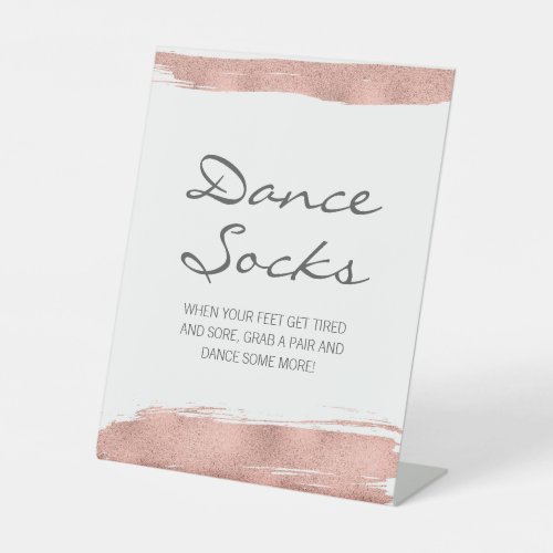 Rose Gold Brushstroke Bat Mitzvah Dance Socks Pedestal Sign
