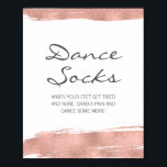 Rose Gold Brushstroke Bat Mitzvah Dance Socks Sign<br><div class="desc">A faux simulated rose gold foil brushstroke design. Personalize the custom text above. You can find additional coordinating items in our "Rose Gold Brushstroke Bat Mitzvah" collection.</div>