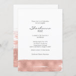 Rose Gold Brushstroke Bat Mitzvah Invitation<br><div class="desc">A faux simulated rose gold foil brushstroke design. Personalize the custom text above. You can find additional coordinating items in our "Rose Gold Brushstroke Bat Mitzvah" collection.</div>