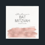 Rose Gold Brushstroke Bat Mitzvah Paper Napkin<br><div class="desc">A faux simulated rose gold foil brushstroke design. Personalize the custom text above. You can find additional coordinating items in our "Rose Gold Brushstroke Bat Mitzvah" collection.</div>