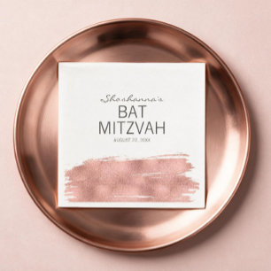 Rose Gold Brushstroke Bat Mitzvah Paper Napkin
