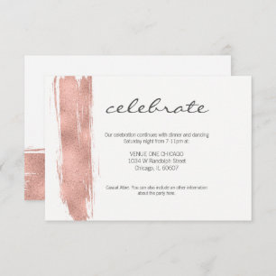 Rose Gold Brushstroke Bat Mitzvah Reception Card