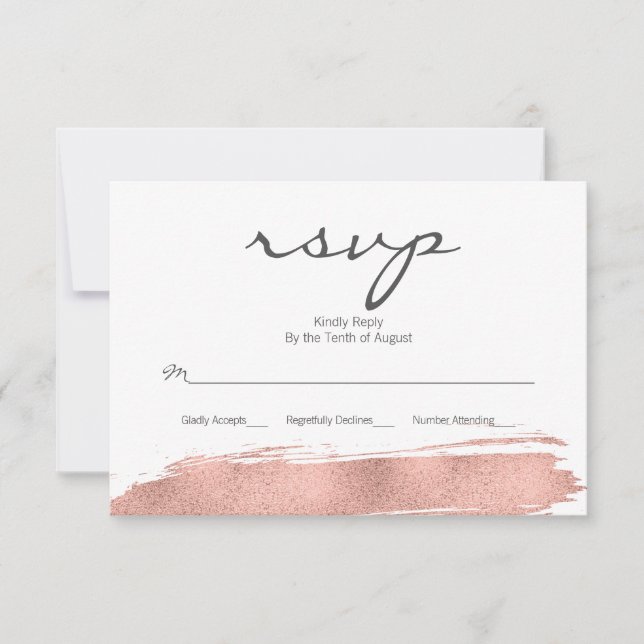 Rose Gold Brushstroke Bat Mitzvah RSVP Card (Front)