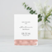 Rose Gold Brushstroke Bat Mitzvah Save The Date Announcement Postcard (Standing Front)