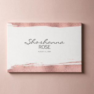 Rose Gold Brushstroke Bat Mitzvah Sign In Board