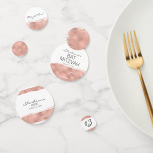 Rose Gold Brushstroke Bat Mitzvah Table Confetti