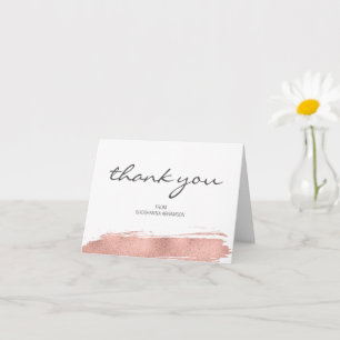 Rose Gold Brushstroke Bat Mitzvah Thank You Card