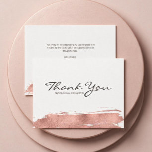 Rose Gold Brushstroke Bat Mitzvah Thank You Card
