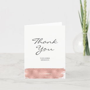 Rose Gold Brushstroke Bat Mitzvah Thank You Card