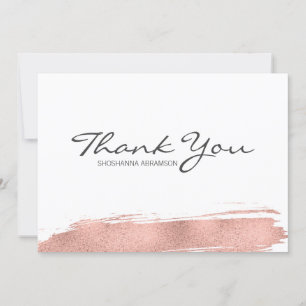 Rose Gold Brushstroke Bat Mitzvah Thank You Card