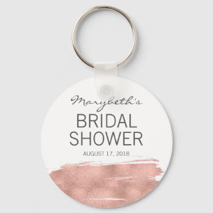 Rose Gold Brushstroke Bridal Shower Keychain