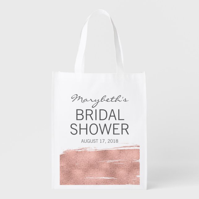 Rose Gold Brushstroke Bridal Shower Tote Bag (Front)