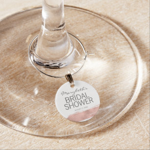 Rose Gold Brushstroke Bridal Shower Wine Charm