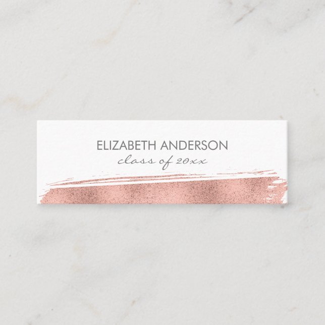 Rose Gold Brushstroke Graduation Name Insert Card (Front)