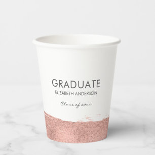 Rose Gold Brushstroke Graduation Paper Cups