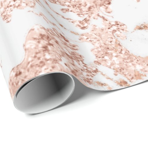 Rose Gold Bubble Molten Glitter Bride Marble Gray Wrapping Paper