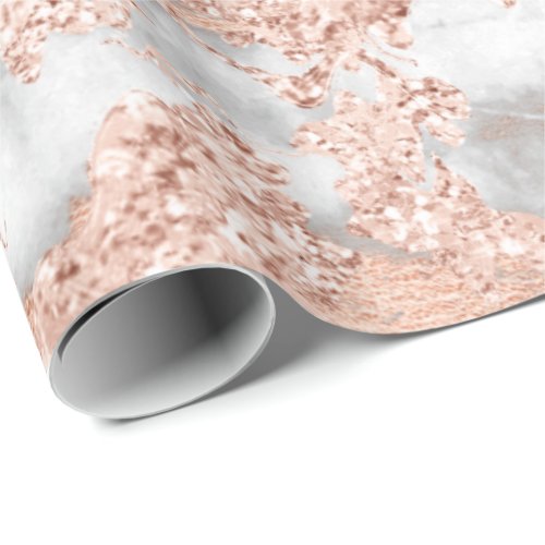Rose Gold Bubble Molten Glitter Bride Marble Gray Wrapping Paper