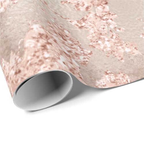 Rose Gold Bubble Molten Glitter Bride Marble Wrapping Paper
