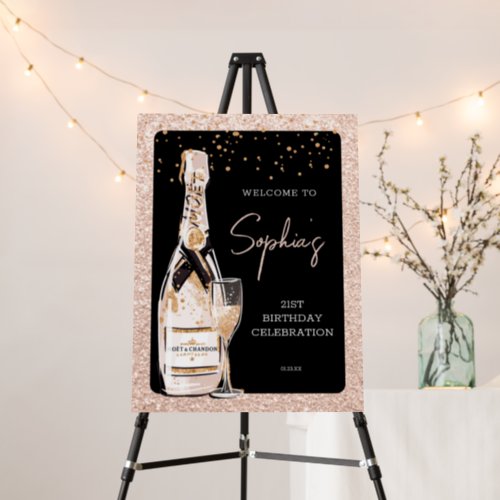 Rose Gold Bubbly Champagne Birthday Party Foam Board