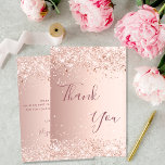 Rose gold budget birthday thank you card<br><div class="desc">A feminine and elegant birthday thank you card. A rose gold, pink gradient background color. With confetti. On front large dark rose gold colored hand lettered script and the text: Thank You. Back: Personalize and add Your thank you note and name. The name is written with a modern hand lettered...</div>