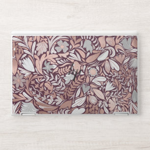Rose Gold Burgundy Floral Illustration Pattern HP Laptop Skin