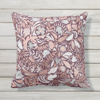 Rose Gold Burgundy Floral Illustration Pattern