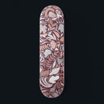 Rose Gold Burgundy Floral Illustration Pattern Skateboard<br><div class="desc">This elegant and modern pattern is perfect for the stylish and trendy woman. It features a faux printed rose gold foil, white, gray, and burgundy red hand-drawn flowers, and leaf illustration pattern. It's a chic, pretty, unique, and luxe design; ideal for the sophisticated and classy lady. All blooms and leaves...</div>
