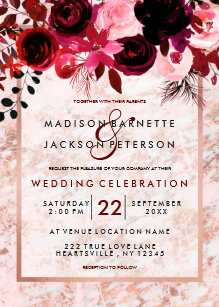 rose wedding invitations zazzle