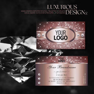 Rose Gold Burgundy Glitter Sparkle Jewels Logo Business Card