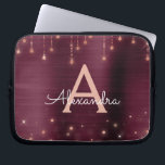 Rose Gold Burgundy String Lights Sparkle Monogram Laptop Sleeve<br><div class="desc">Pink Rose Gold and Burgundy Faux Foil and String Lights Sparkle Elegant Monogram Case. This case can be customized to include your initial and first name.</div>