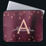 Rose Gold Burgundy String Lights Sparkle Monogram Laptop Sleeve<br><div class="desc">Pink Rose Gold and Burgundy Faux Foil and String Lights Sparkle Elegant Monogram Case. This case can be customized to include your initial and first name.</div>