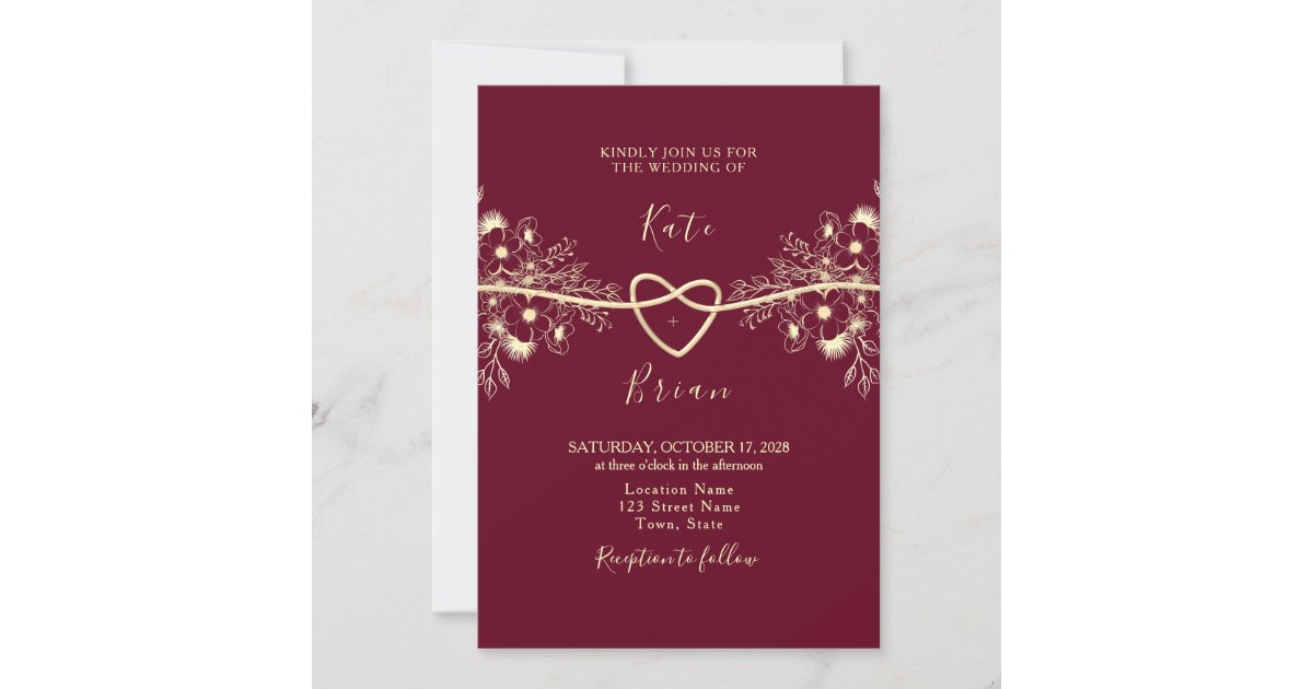 Rose Gold Burgundy Wedding Invitation | Zazzle